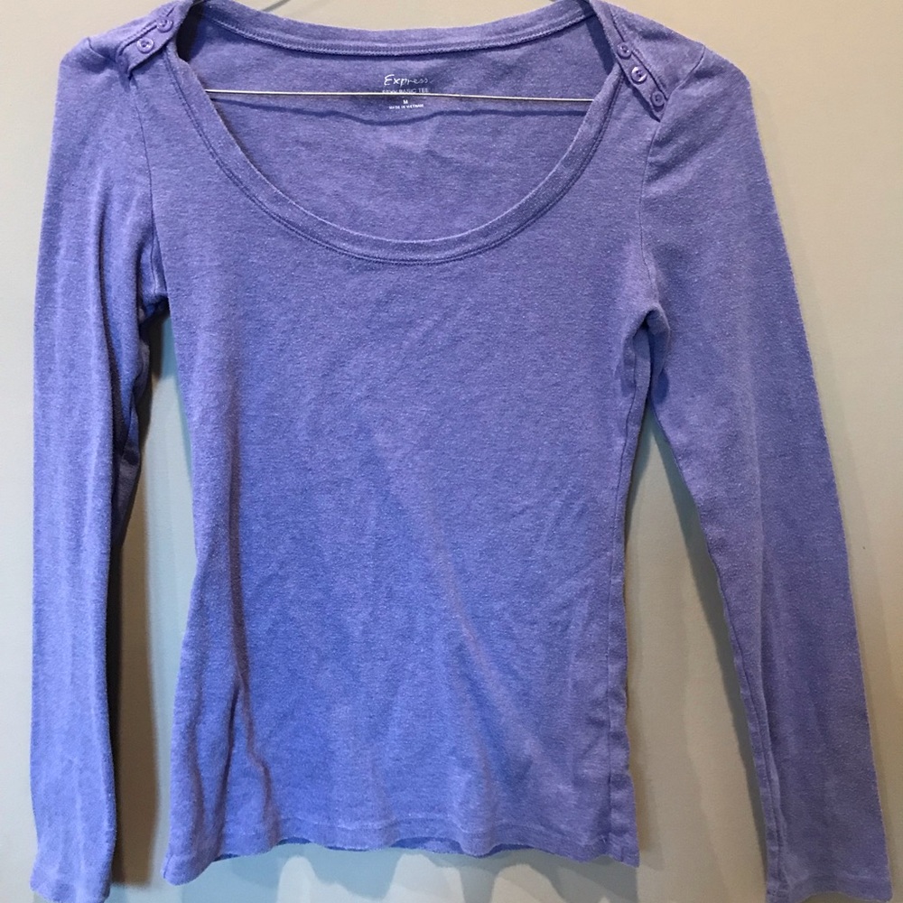 Express Purple Basic Long Sleeve Tee